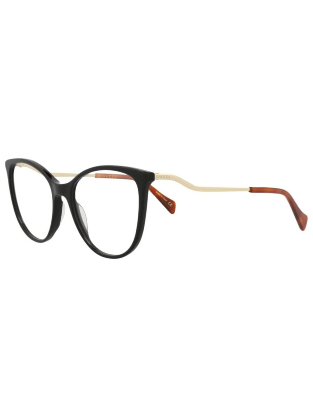 New Gucci Women's Eyeglasses Cat Eye Acetate Frame Black Gold Transparent